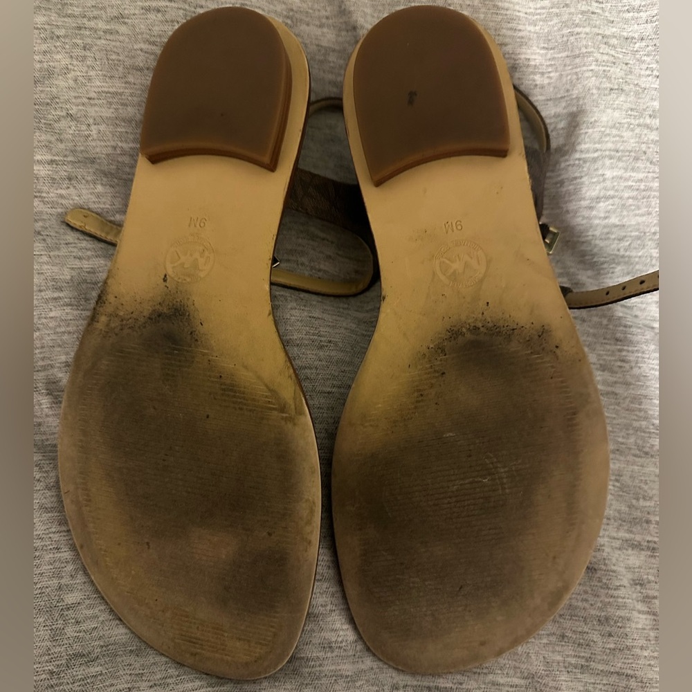 Michael Kors Dark Brown T-Strap Sandals - Picture 4 of 6